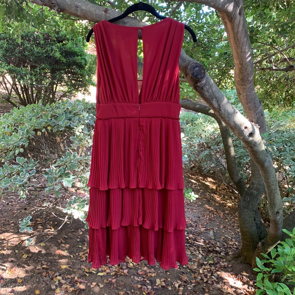 Lulu’s Burgundy Red Ruffle Layer Midi Dress - Picture 7 of 8